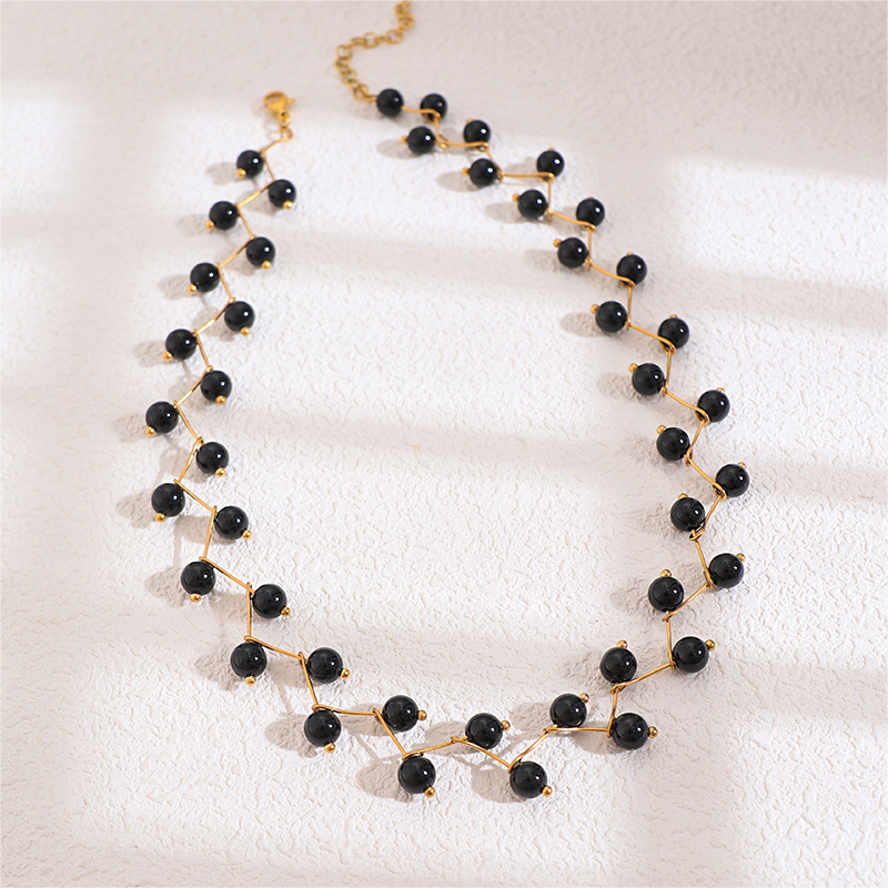 Stunning Stainless Steel Multi Stone Gold Necklace Boho Style