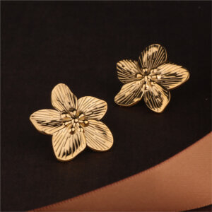 Nature Inspired 18K Gold Plated Stainless Steel Botanical Earrings Collection