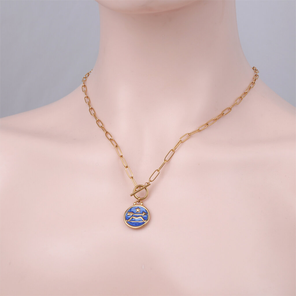Sagittarius Zodiac Sign Necklace in 18k Gold Plated Stainless Steel