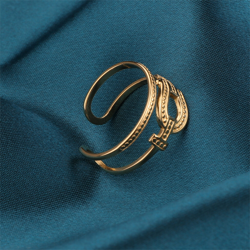 Double Layer 18K Gold Plated Stainless Steel Horseshoe Ring