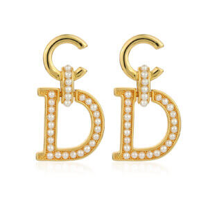 Designer Style 18K Gold Plated Earrings with Pearls and Zircon