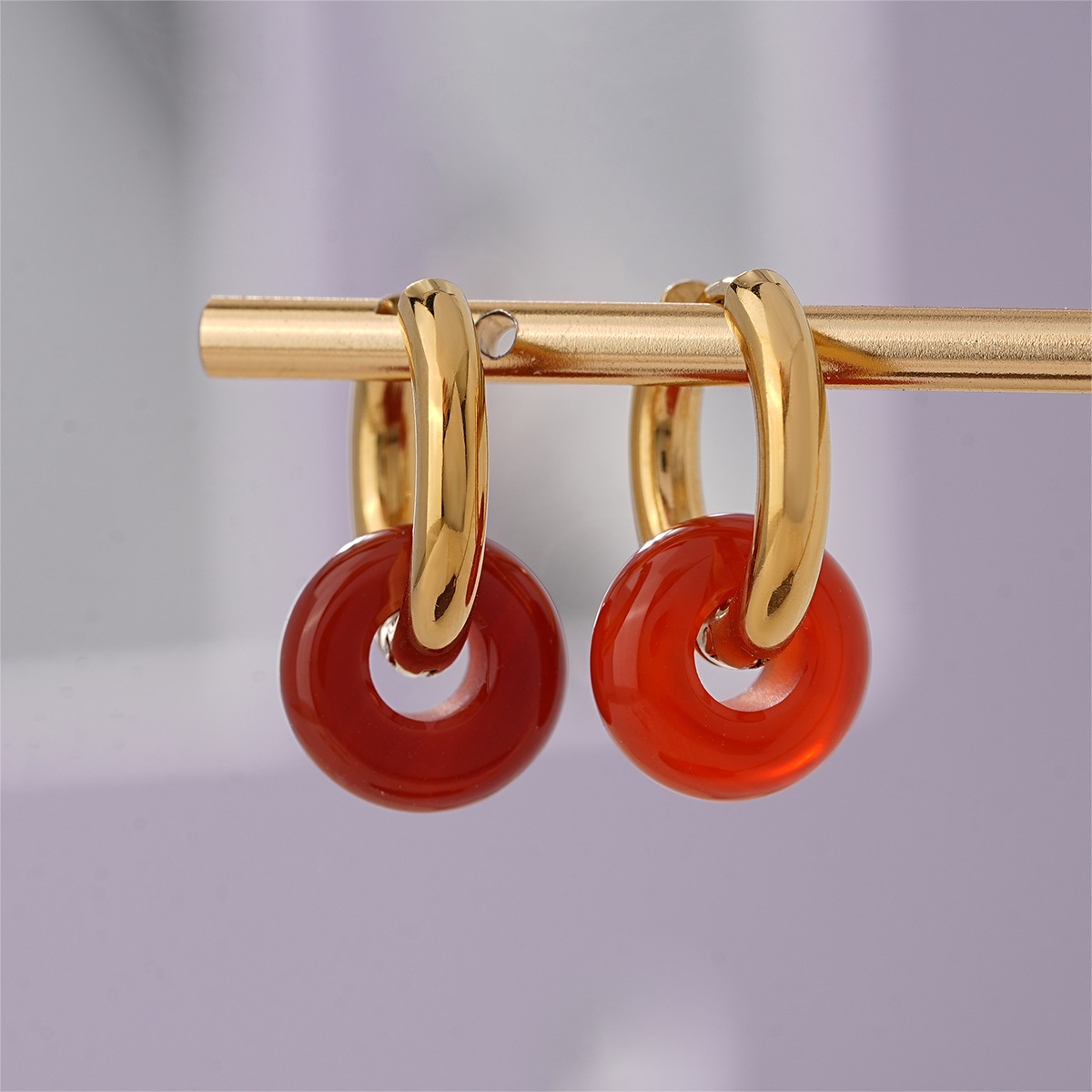 Minimalist Natural Stone Donut Hoop Earrings Collection