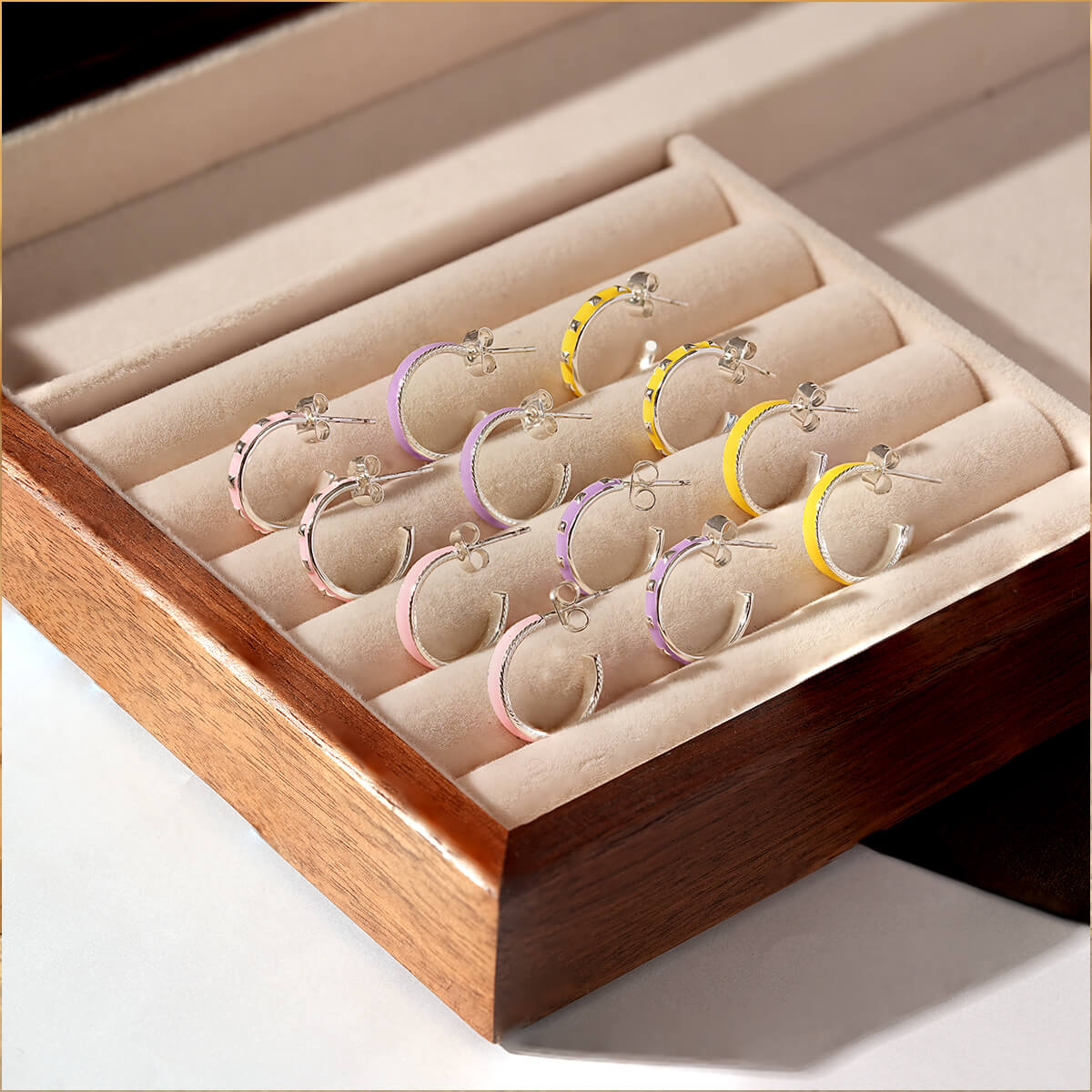 Dainty Colorful Hoop Earrings With Smooth Enamel Finish Design