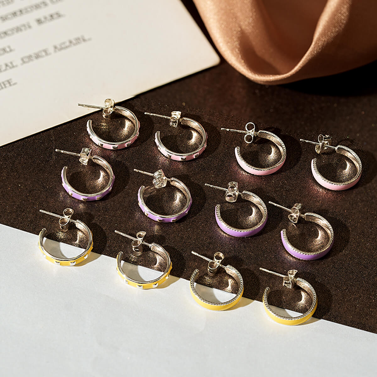 Dainty Colorful Hoop Earrings With Smooth Enamel Finish Design