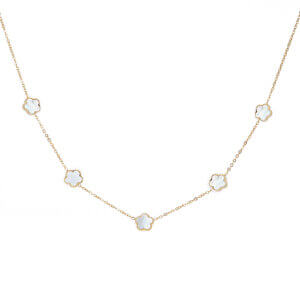 Stainless Steel Gold Flower Necklace With Shell And Acrylic Charm