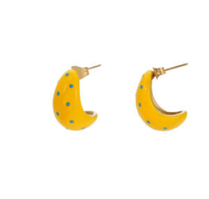 Colorful Enamel Hoop Earrings With Playful Polka Dot Design