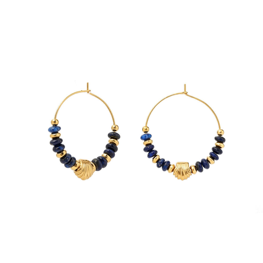 Dainty Natural Stone Hoop Earrings with Custom Charm Designs