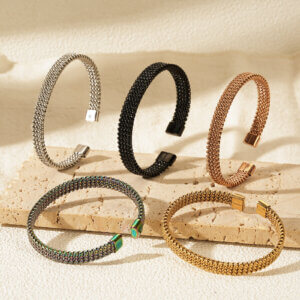 Stylish Mesh Cuff Bracelet in Stainless Steel for Men and Women