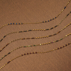 18k Gold Plated Stainless Steel Mini Stone Bead Necklace